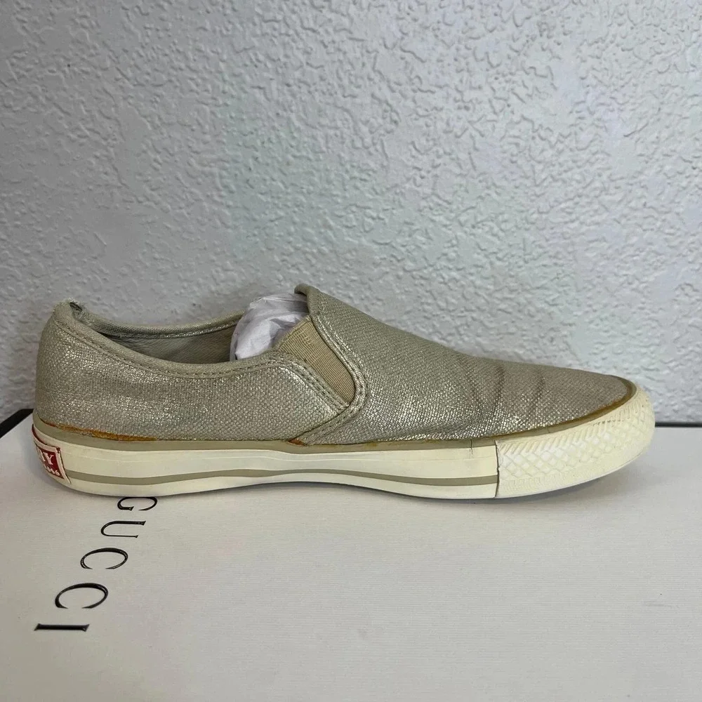 Burberry Cndonqingus Metallic Light Gold Speckle Slip On Shoes Womens 38 EU/8 US